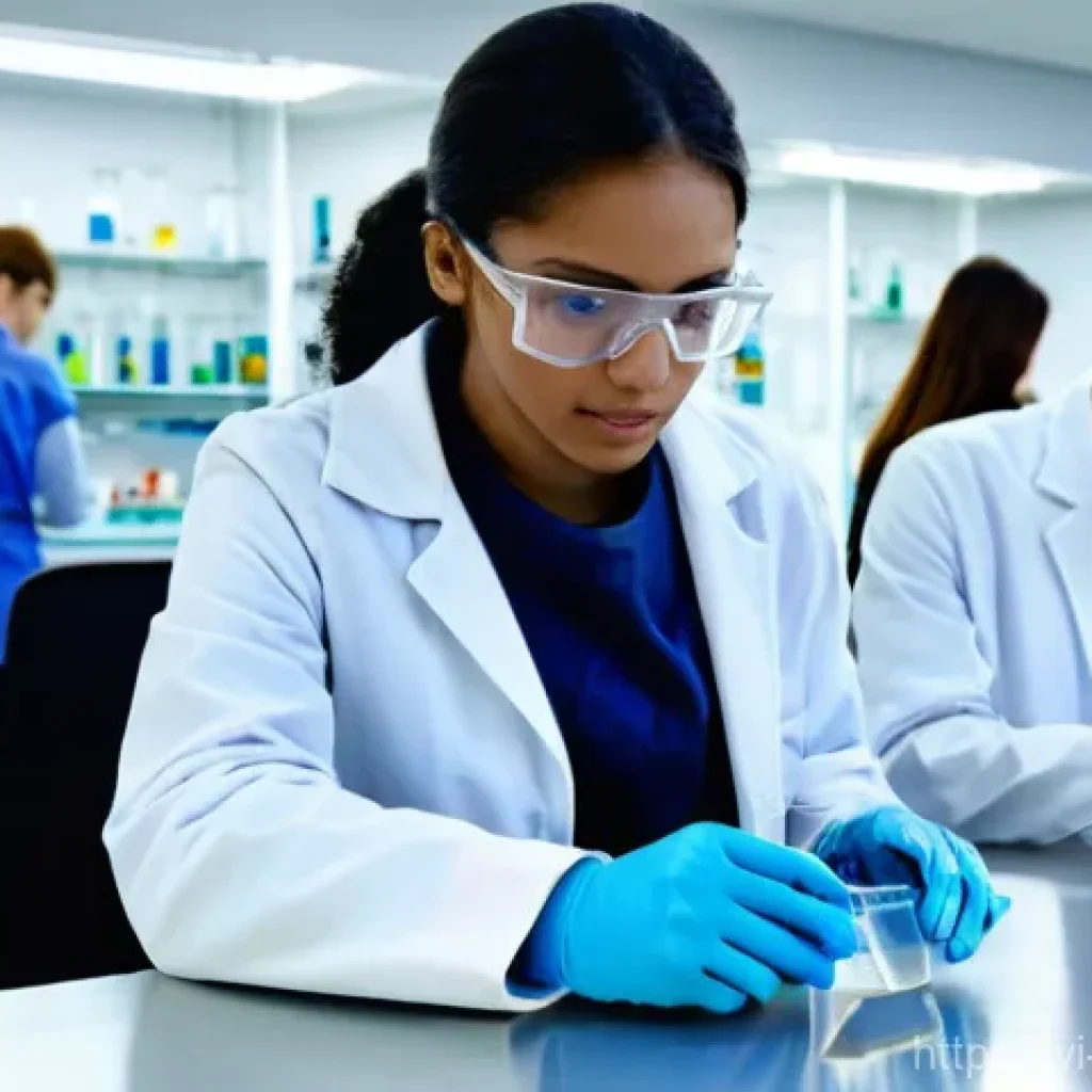 고분자 실험 - **Prompt 1: Polymer Creation in a Modern Lab**
    A vibrant, realistic image of a group of universi...
