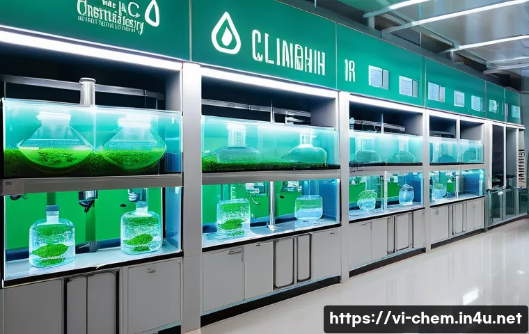 지속 가능한 화학 기술 - **Prompt:** A dynamic, brightly lit, modern chemical laboratory in Vietnam, bustling with diverse Vi...