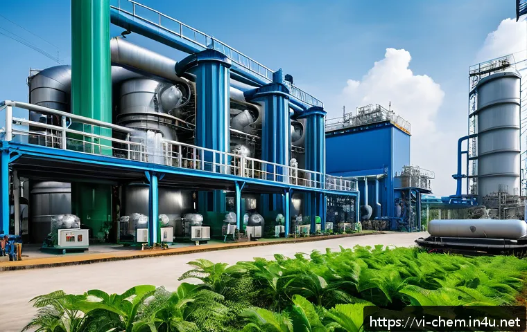 화학 공학 개론 - A modern chemical industrial plant in Vietnam featuring advanced automation technology, with large s...
