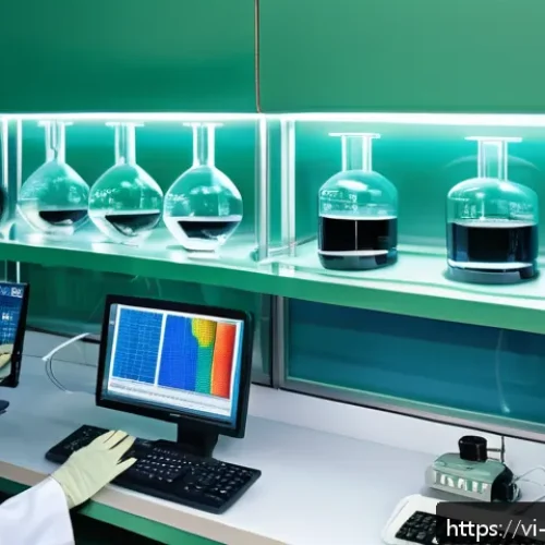 Home 30 분석화학에서의 신호 분석 - A modern analytical chemistry laboratory scene focused on signal analysis equipment: an ultraviolet-...