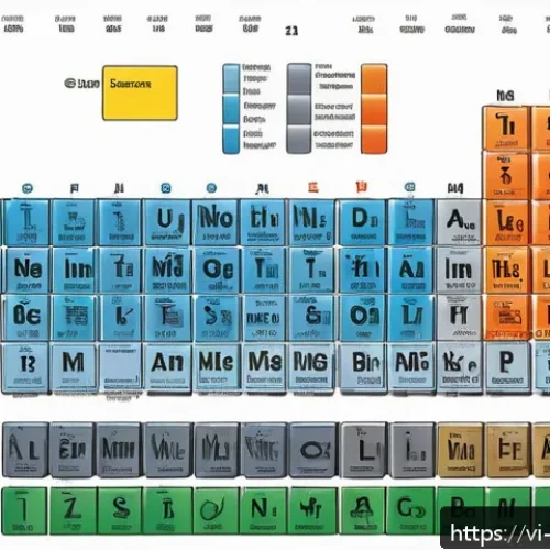 Home 17 기초 무기화학 - A detailed scientific illustration of a periodic table section focusing on metal and non-metal eleme...